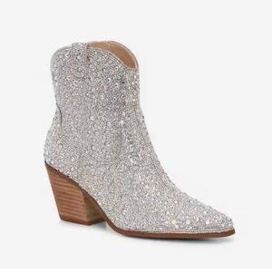 Betsy Johnson Emory Rhinestone Western Boot New Condition